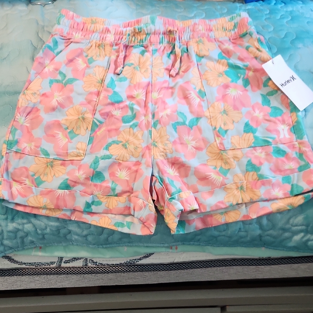 Hurley Pink Green and Yellow Girl's Shorts